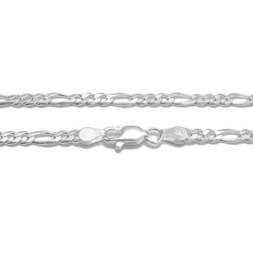 Sterling Silver Figaro Chain Necklace 3mm (Gauge 100). Available in 5 Lengths.