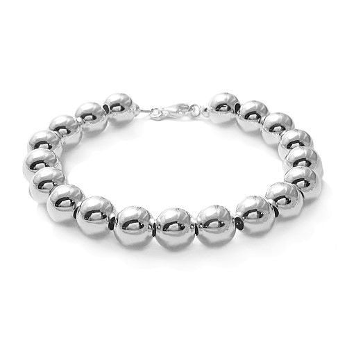 Stylish Sterling Silver 8 Bead Bracelet. Available in 3 widths.