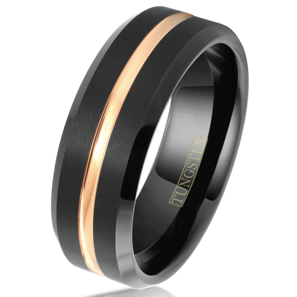 Black selling Plated Tungsten Brushed and Beveled Band 5mm