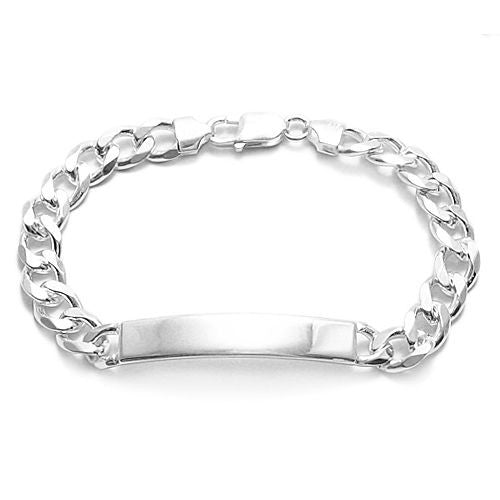 Sterling Silver 11mm Engravable Figaro Chain ID Bracelet. Wholesale -  925Express