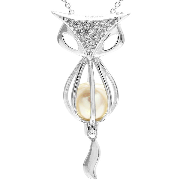 Charming 925 Sterling Silver Rainbow Pearl Cage Pendant for 7-8