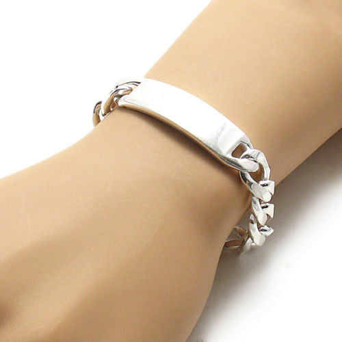 Men's Engraved Silver Chain Bracelet