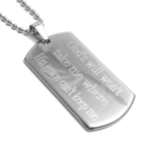 Men's Engravable Stainless Steel Dog Tag Necklace w/ Ball Chain Extension - Large