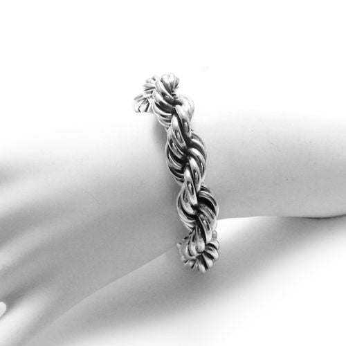 Stunning Sterling Silver 8.75 inch Wide Braided Twist Rope Bracelet