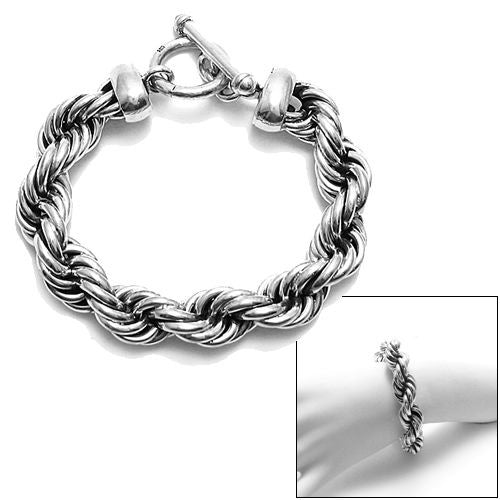 925 solid silver 2mm rope bracelet - foreign+supply