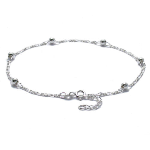 Sterling Silver Rolo Chain Anklet with Enamel Cherry Charm Adornment ...