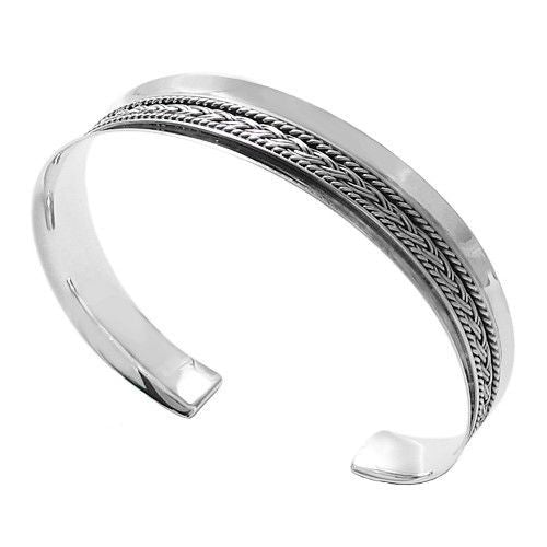 Sterling Silver Monogram Bracelet Round with Rope Edge