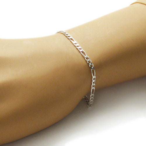 Dashing Sterling Silver Figaro Link Chain Bracelet - 8 Inch