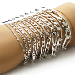 Amazing Sterling Silver Figaro Link Chain Bracelet - Available in 7