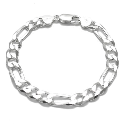 Dashing Sterling Silver Figaro Link Chain Bracelet - 8 Inch