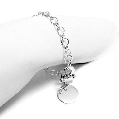 Monogram Sterling Silver Bracelet with Rollo Chain