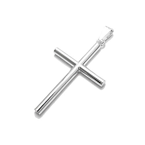 Classic Sterling Silver Tubular Cross Pendant (40x25mm)