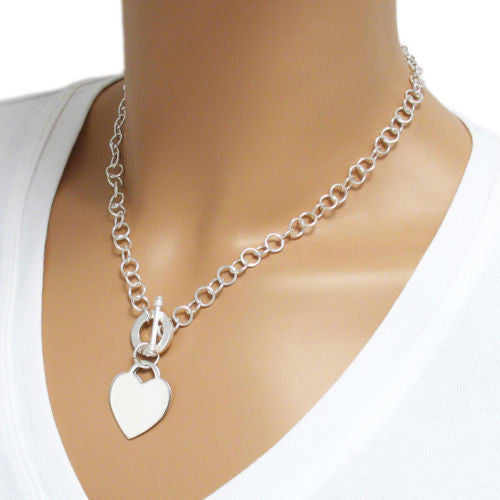 Silver Lock Necklace, Link Chain Necklace, 925 Lock Necklace