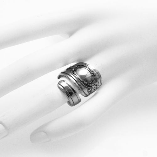 Exquisitely Detailed Wide Spoon Ring in Sterling Silver