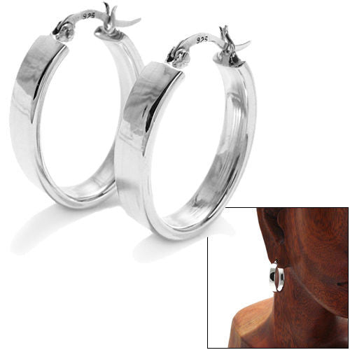 14K Yellow Gold Flat & Wide Hoop Earrings (5mm Wide), Two Sizes 40mm