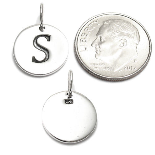 Classic Sterling Silver Initial on a Disk Charm