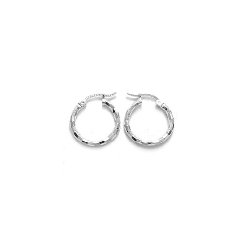 Sterling Silver Cute Thin 16mm Diameter Faceted Hoop Earrings